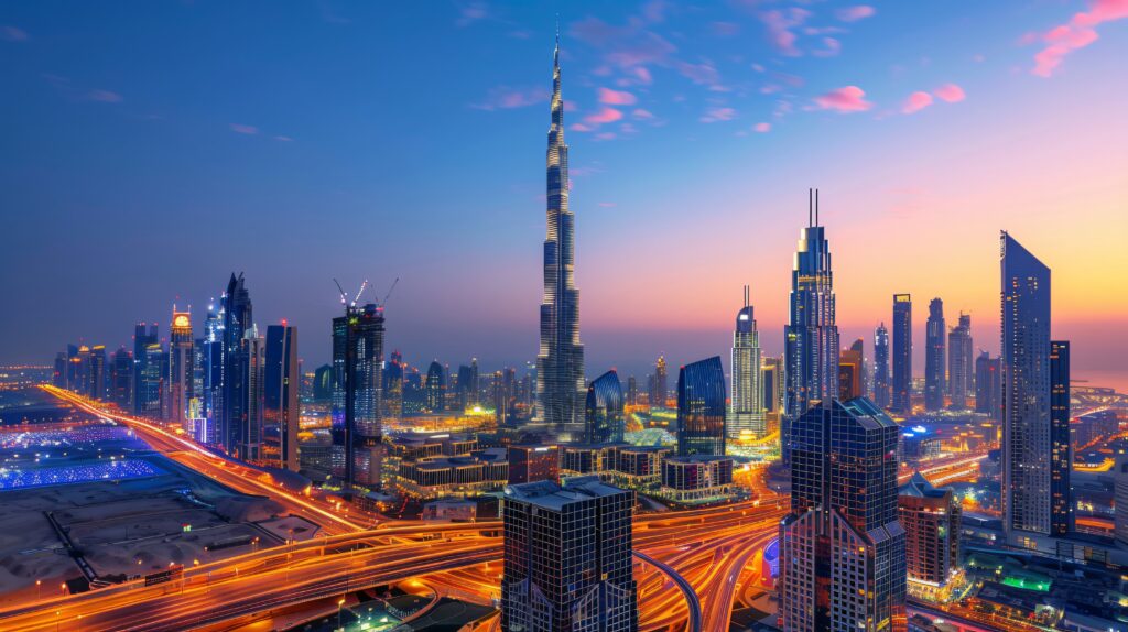 Conduire vers la Burj Khalifa, Dubaï
